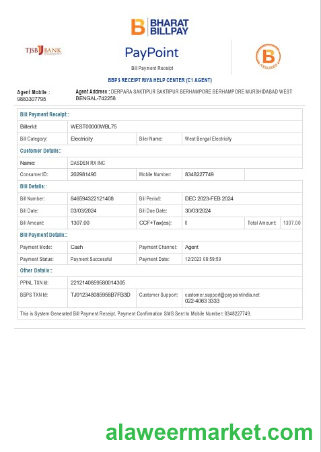 INDIA WEST BENGAL ELECTRICITY business utility bill Word and PDF template